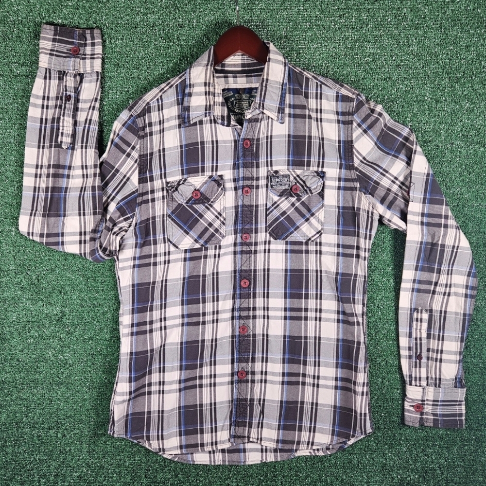 Super Dry Inc Japan Plaid Flannel Button Down / Mens Size Large